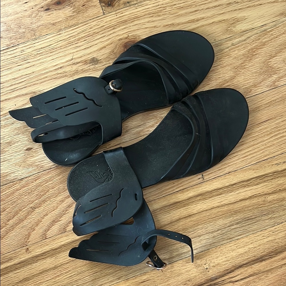 Ancient Greek Sandals Black Winged Sandals